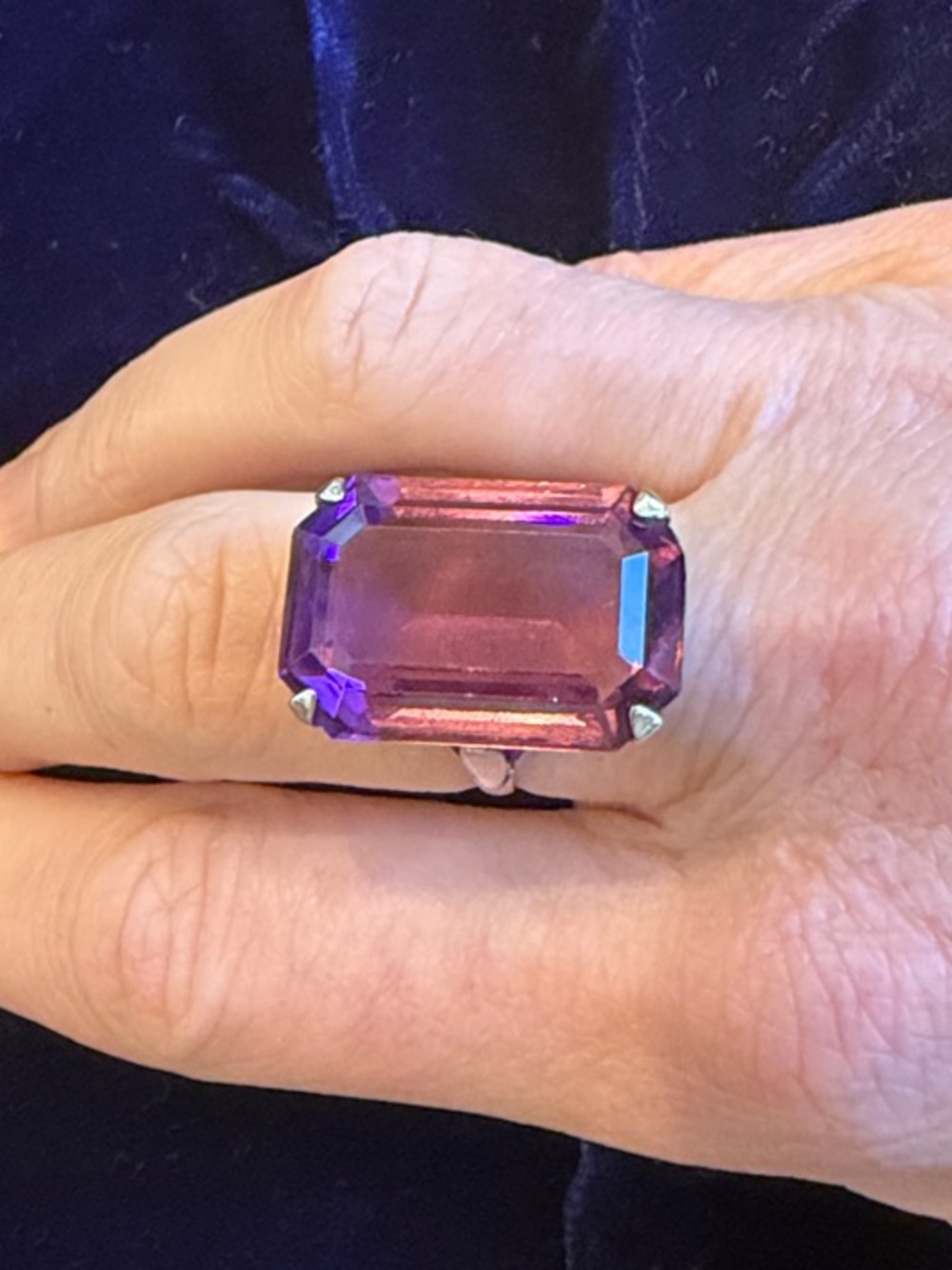Vintage-Inspired Large Purple-Pink Statement Ring